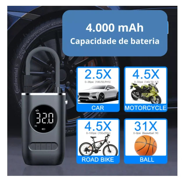 "Diga Adeus às Frustrações: Bomba de Ar Portátil Compacta e Eficiente"