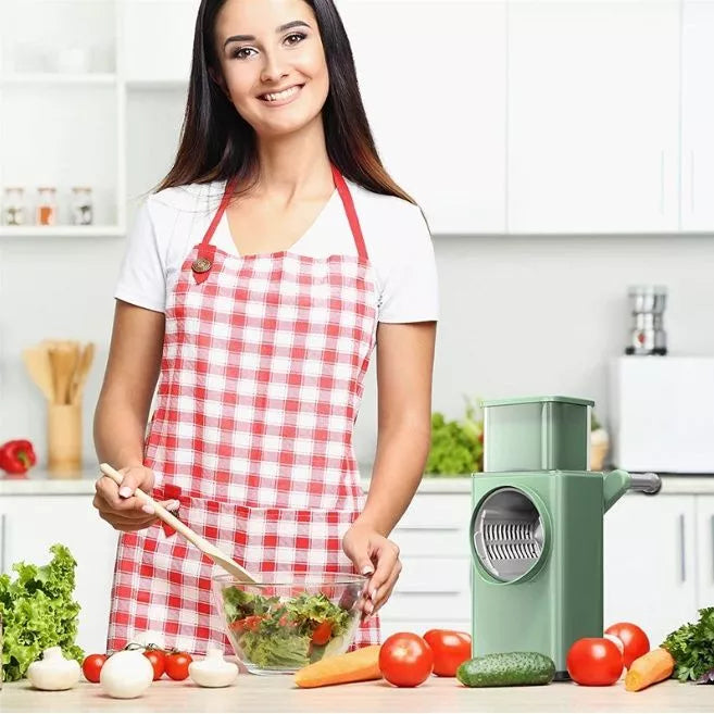 Fatiador/Ralador Giratório com 3 Lâminas: Corte Perfeito e Prático para Sua Cozinha