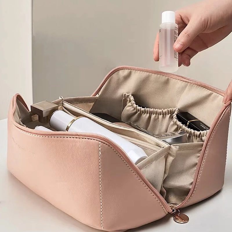 A Elegância e a Praticidade Perfeitas: Bolsa de Cosmético de Couro PU com Grande Capacidade