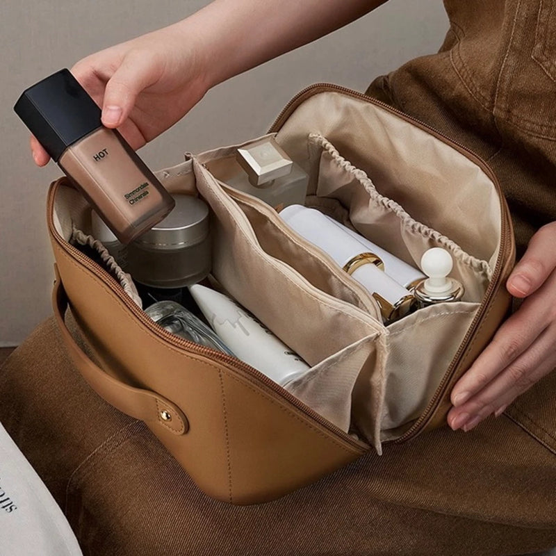 A Elegância e a Praticidade Perfeitas: Bolsa de Cosmético de Couro PU com Grande Capacidade